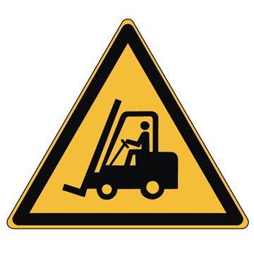 Pictogramme DANGER CHARIOT ÉLÉVATEUR À FOURCHE ET AUTRES VÉHICULES INDUSTRIELS - W014 - Norme ISO 7010