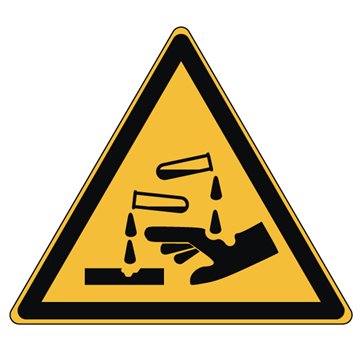 Pictogramme DANGER SUBSTANCES CORROSIVES - W023 - ISO 7010