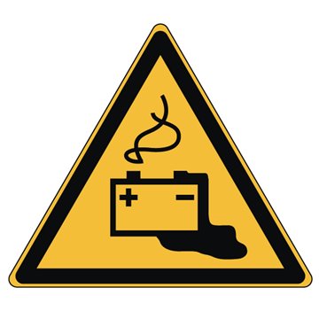 Pictogramme DANGER CHARGE EN COURS DE LA BATTERIE - W026 - ISO 7010