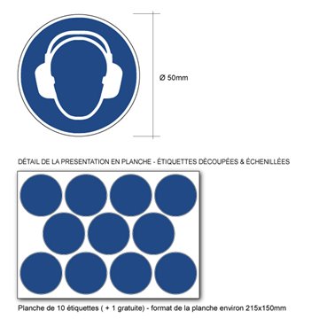Pictogramme PROTECTION OBLIGATOIRE DE L'OUÏE - M003 - ISO 7010