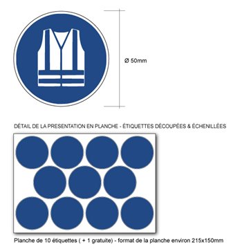 Pictogramme GILET DE SÉCURITÉ HAUTE VISIBILITÉ OBLIGATOIRE - M015 - ISO 7010