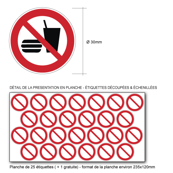 Pictogramme INTERDICTION DE MANGER OU BOIRE  - P022 - ISO 7010