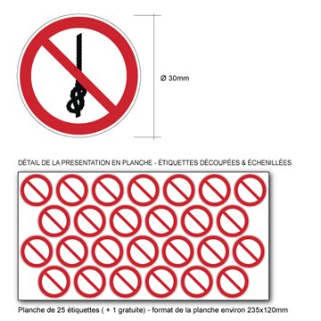 Pictogramme INTERDICTION DE FAIRE DES NOEUDS SUR LA CORDE - P030 - ISO 7010