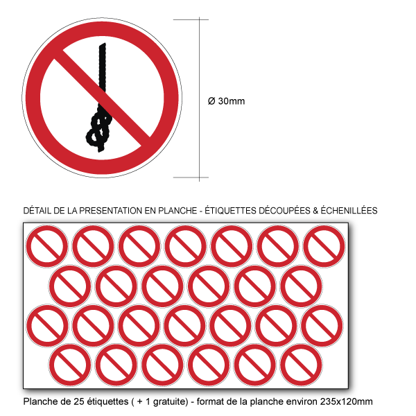 Pictogramme INTERDICTION DE FAIRE DES NOEUDS SUR LA CORDE - P030 - ISO 7010