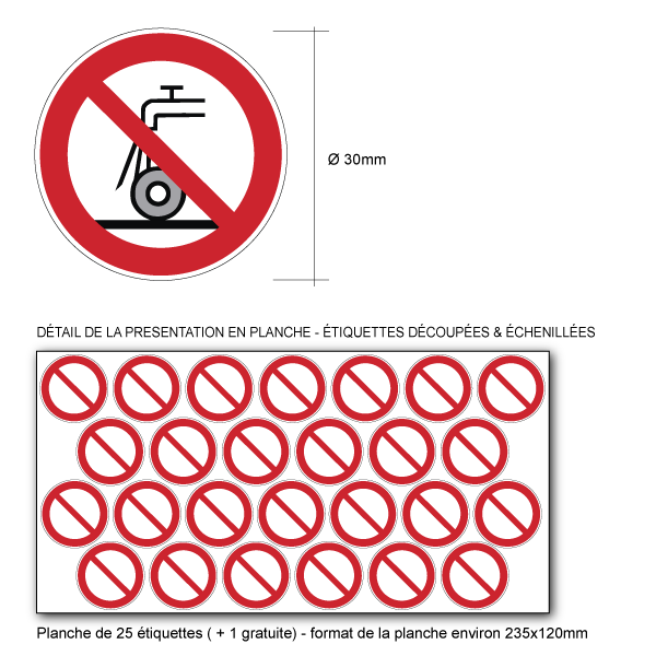Pictogramme INTERDICTION D'UTILISER POUR LA RECTIFICATION HUMIDE - P033 - ISO 7010