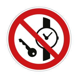 Pictogramme ARTICLES MÉTALLIQUES OU MONTRES INTERDITS - P008 - ISO 7010