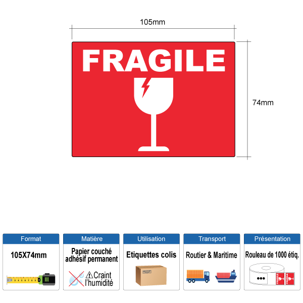 Étiquette Fragile-CB-105X74MM-RLX1000EX.